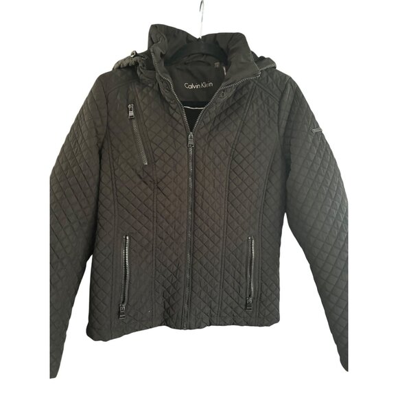 Calvin Klein Womens Quilted Hooded Jacket With Zipper Pockets & Front Zip Closur - Picture 6 of 15